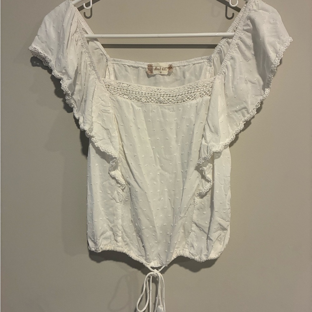 Altar'd State Cream Ruffle Lace Blouse